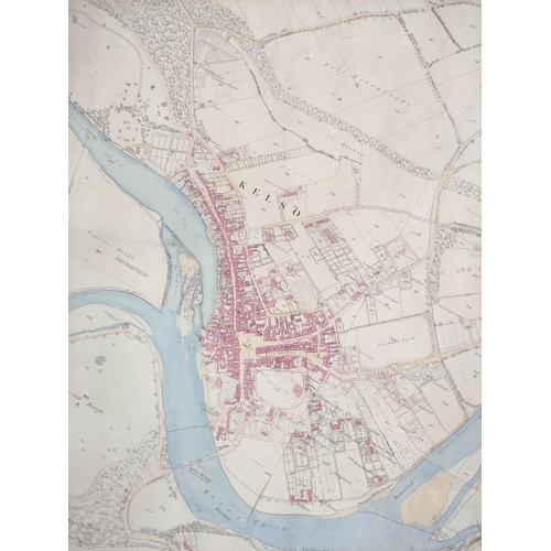 111 - River Tweed.  Early O.S. map with colouring of the River Tweed from Roxburgh Castle to Carnham inclu... 