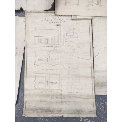 119 - Scottish Borders.  9 various architectural plans, sketches & drawings for farm & estate cott... 