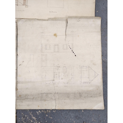 119 - Scottish Borders.  9 various architectural plans, sketches & drawings for farm & estate cott... 