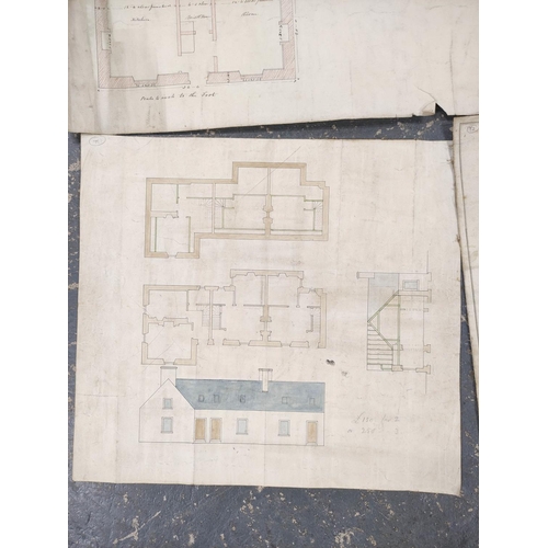 119 - Scottish Borders.  9 various architectural plans, sketches & drawings for farm & estate cott... 