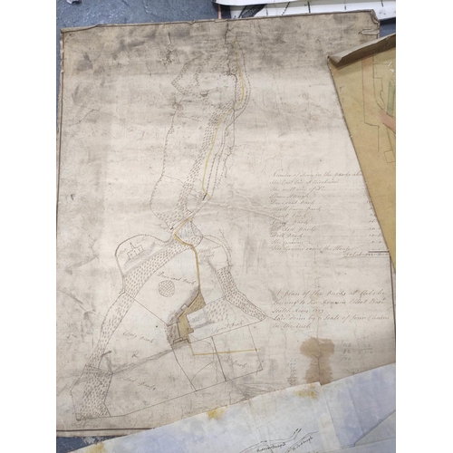 123 - SCOTT ANDREW.  Plan of Heiton. Pen, ink & watercolour. 1846; also Plan of the Parks at... 