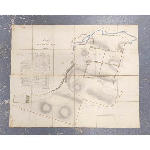 126 - Bunkle & Preston Estate, Berwickshire. Pen, ink & watercolour fldg. map in blue cloth gilt b... 