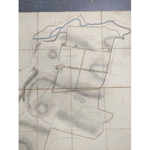 126 - Bunkle & Preston Estate, Berwickshire. Pen, ink & watercolour fldg. map in blue cloth gilt b... 