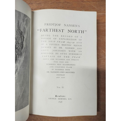 42 - NANSEN FRIDTJOF.  Farthest North. 2 vols. Frontis, col. plate & many illus. No maps. Q... 