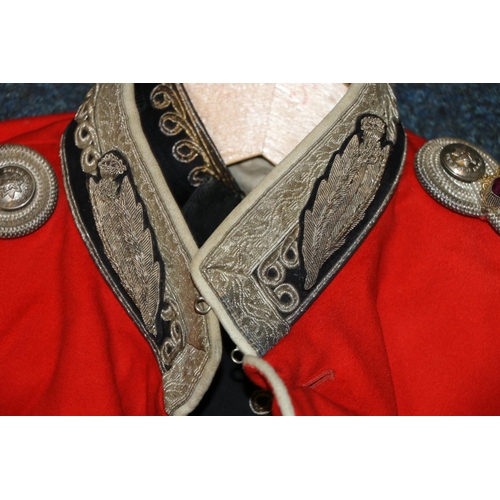 348 - British Army Red Coat coatee jacket with ROyal Scots buttons, bullion wire collar, bullion wire epau... 