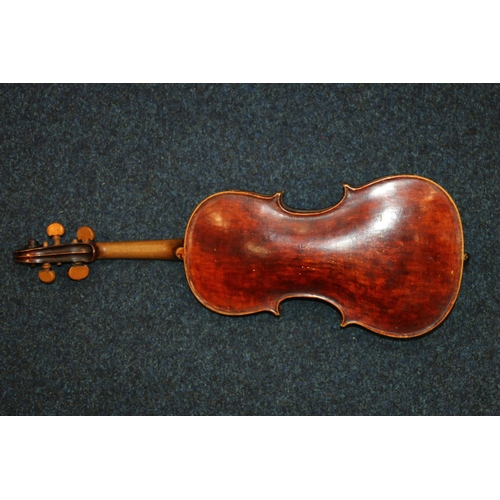 99 - Antique violin having one piece back, paper label to the interior 'Benjamin Banks Catherine Street',... 