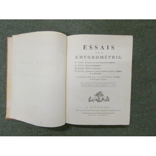 145 - DE SAUSSURE HORACE-BENEDICT.  Essais sur l'Hygrometrie. Half title, eng. vignette & 2 eng. plate... 