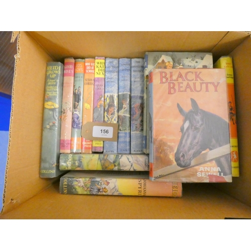 156 - Girls` Books.  15 various vols. in d.w's incl. Nancy Breary, What Katy Did & Heidi.... 