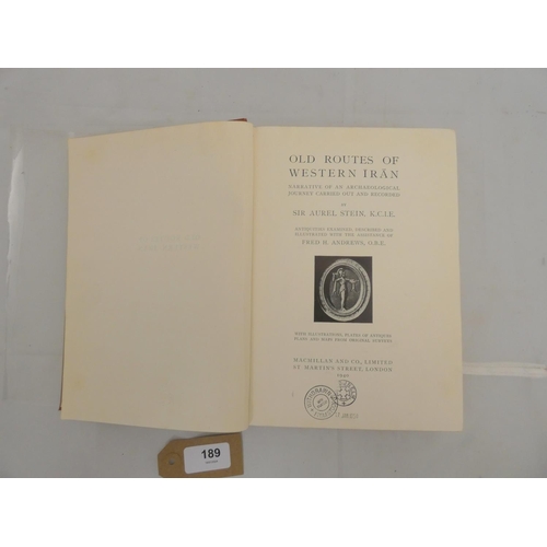 189 - STEIN SIR AUREL.  Old Routes of Western Iran, Narrative of an Archaeological Journey. Half title. Fl... 