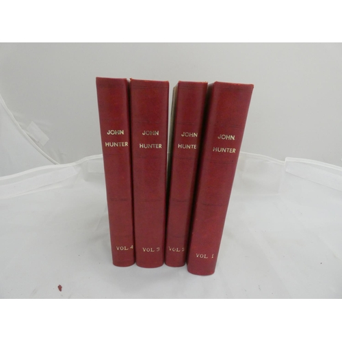 195 - HUNTER JOHN F.R.S.  The Works. 4 vols. Lacking eng. port. & fldg. facsimile. Rebound half red le... 