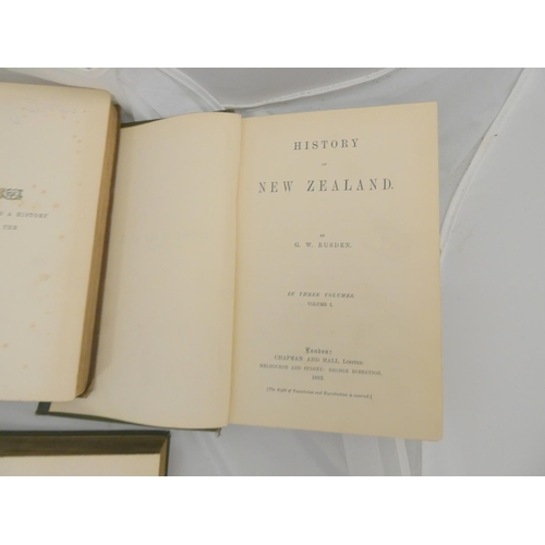 92 - RUSDEN G. W.  History of New Zealand. 3 vols. Fldg. map. Orig. green cloth, some rubbing & ... 