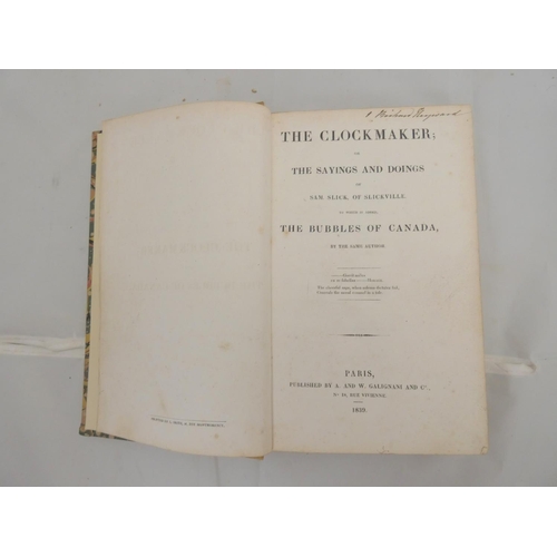 96 - (HALIBURTON THOMAS CHANDLER).  The Clockmaker or The Sayings & Doings of Sam Slick of Slickville... 