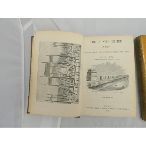 98 - (HUC M.).  Travels in Tartary, Thibet & China. 2 vols. Fldg. eng. map, eng. frontis, title vigne... 