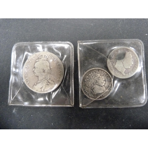 323 - Group of silver coinage to include a Victorian example, USA examples, Victorian copper penny etc.