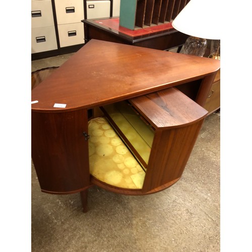 594 - Vintage mid century teak corner drinks cabinet with revolving section, 67 cm deep 11 cm wide, 7... 