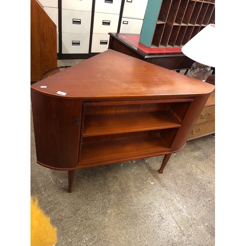 594 - Vintage mid century teak corner drinks cabinet with revolving section, 67 cm deep 11 cm wide, 7... 