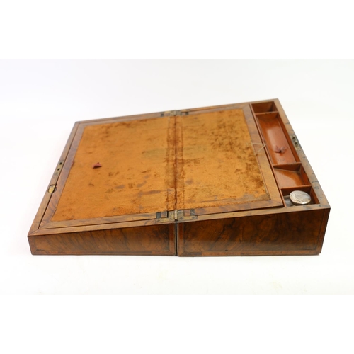1 - 19th century walnut portable desk with fitted interior, 38cm wide.