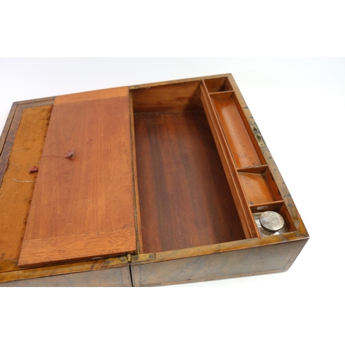 1 - 19th century walnut portable desk with fitted interior, 38cm wide.