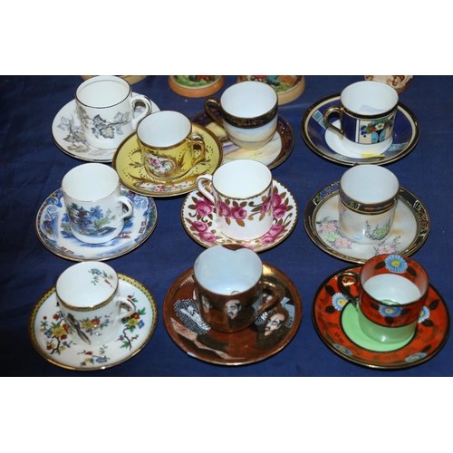 12 - Demi-tasse cups and saucers to include Coalport, Aynsley, Noritake, etc.