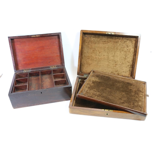 2 - Burr walnut cutlery canteen and a mahogany hinge-top art box with fitted interior.  (2)