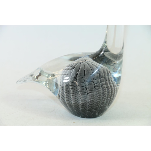 21 - Swedish Art Glass bird model for FM Ronneby, etched signature to base, D39, and an Art Glass elephan... 