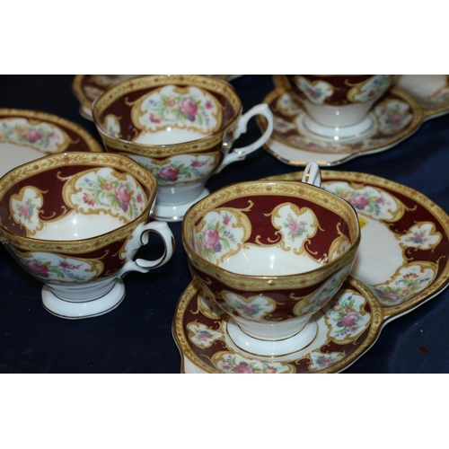 32 - Four Royal Albert Lady Hamilton tennis sets with two additional cups.