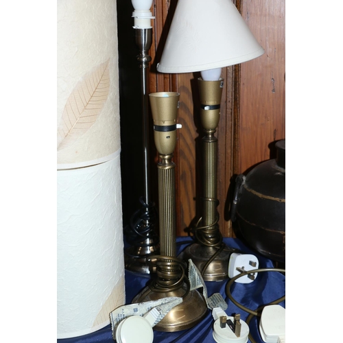 37 - Four table lamps to include a spherical twin-handled lamp.