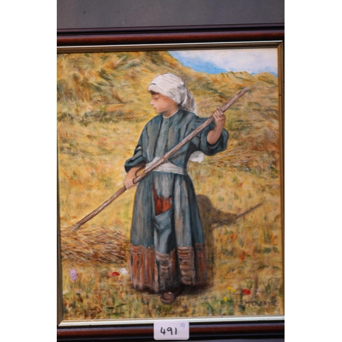 347 - E MCCREADIE of Edinburgh, Bread Winner and Haymaking, two oil paintings, the largest 29cm x 23cm.  (... 