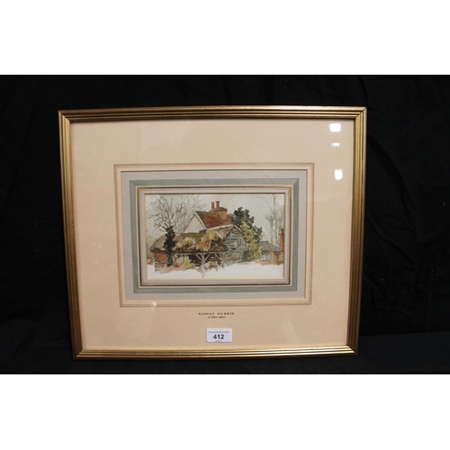 119 - SIDNEY CURRIE, House, watercolour, unsigned, 12cm x 20cm, frame 37cm x 44cm.