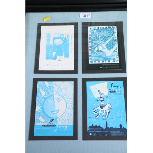 362 - Four framed prints of Fringe Programme covers and whisky labels. (4)