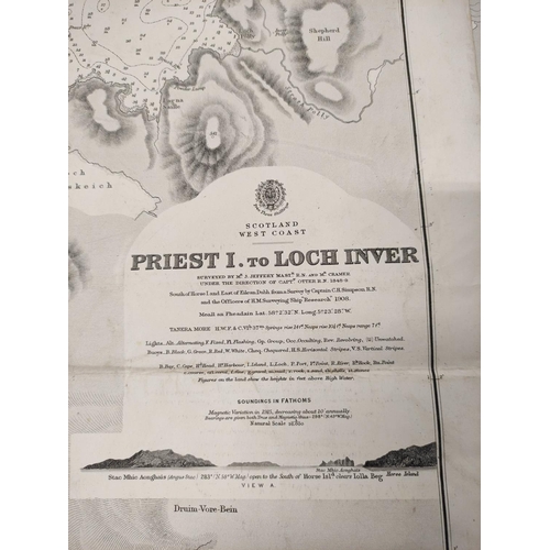 116 - Admiralty Charts.  6 large eng. charts, North West Scotland. Early 20th cent.; also 4 others related... 