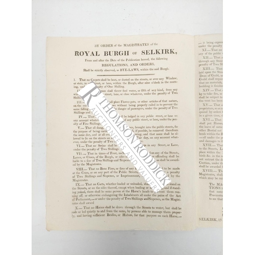 131 - MAGISTRATES OF THE ROYAL BURGH OF SELKIRK.  Regulations and Orders Shall be Strictly Observed as Bye... 