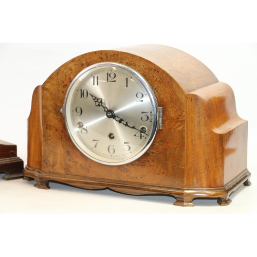 115 - Mid-20th century walnut mantle clock, and a Napoleon mantle clock.