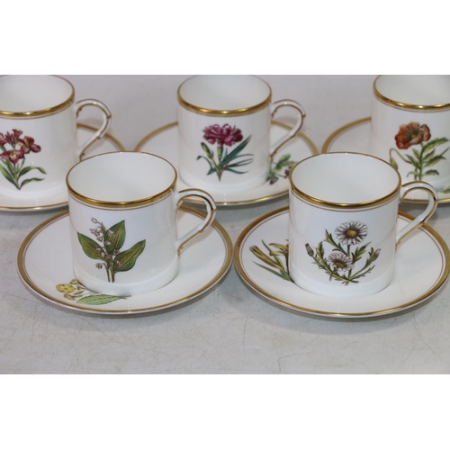 127 - Five Royal Worcester Wallflower coffee cups and saucers.