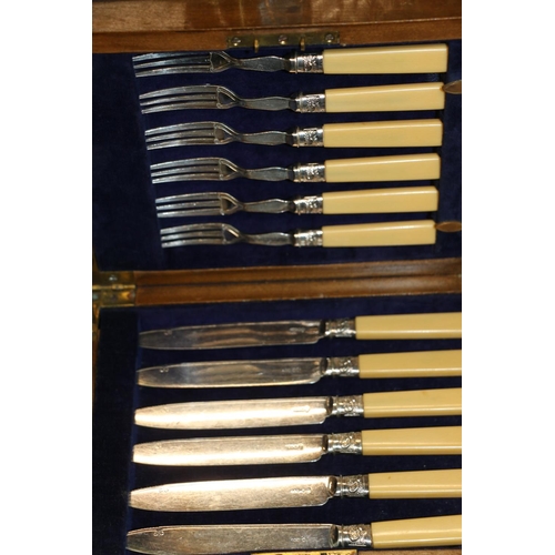 64 - Silver-plated flatware to include fish servers, teaspoons, cased salts, etc.