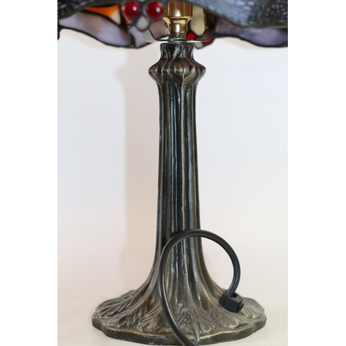 65 - Tiffany style leaded glass table lamp depicting dragonflies, 43cm high.