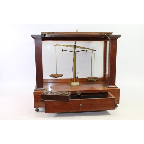 97 - Mahogany apothecary scales by H L Becker Fils of Brussels.