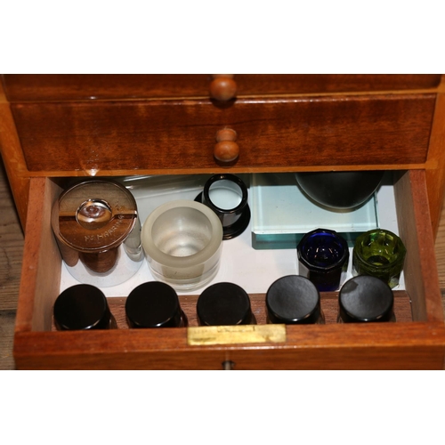 99 - Travelling apothecary/specimen chest with six drawers, 31cm high.