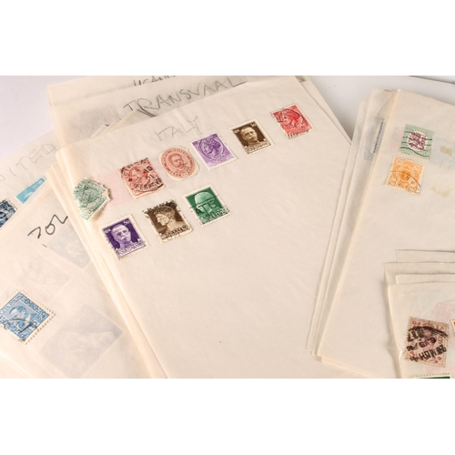 486 - Stamp collection on loose tracing paper sheets to include America, Australia, Brazil, Canada, China,... 