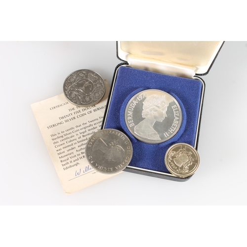 500 - Bermuda Elizabeth II silver proof twenty five dollars $25 1975, 47.5g in fitted case with Franklin M... 