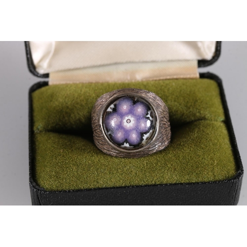 504 - Silver ring with Caithness millefiori glass roundel in Caithness Jewellery box.