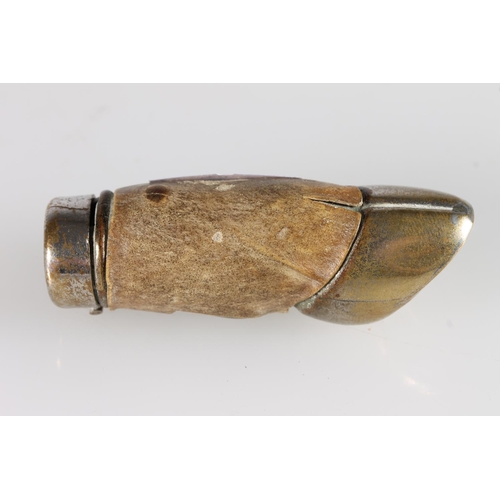 505 - Silver plated vesta box in the form of a hooved foot.