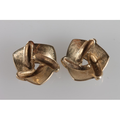 519 - Pair of 9ct gold earrings of modernist design, 5.8g.