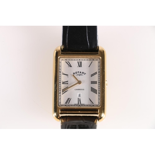 561 - Gents Rotary Cambridge wristwatch, commemorative issue celebrating 125 years of Rotary, on black lea... 