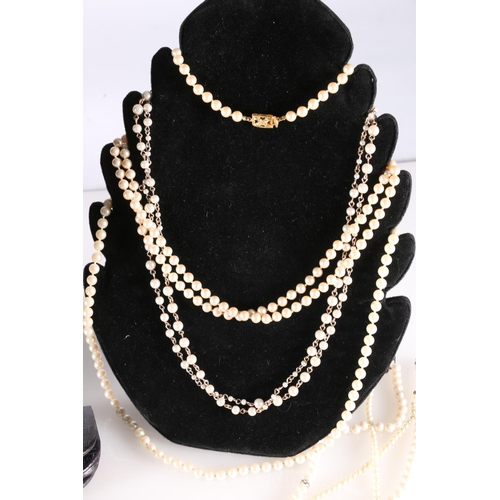 568 - Costume jewellery to include faux pearl necklaces including Monet, Ladies Reflex wristwatch, part st... 