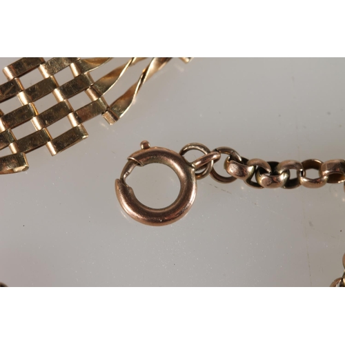 612 - 9ct gold belcher link neck chain, the clasp stamped '9ct', 8.3g, and a 9ct gold gate link bracelet w... 