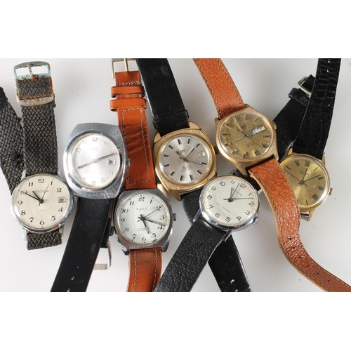 624 - Seven gents automatic and manual wind wristwatches to include Ingersoll, Sekonda 19 jewels, Limit 17... 