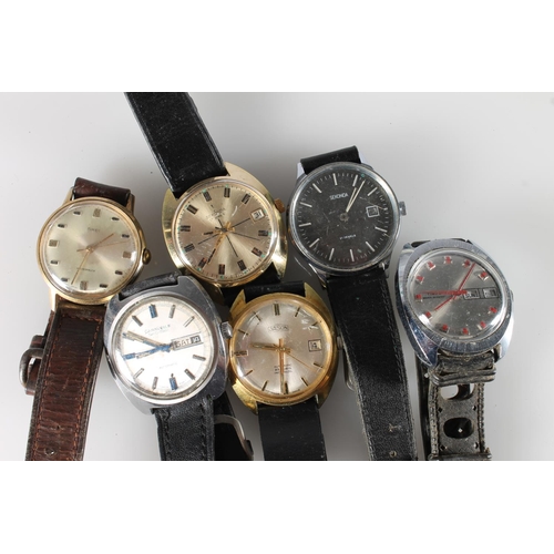 626 - Six gents automatic and manual wind wristwatches to include Timex, Caravelle Set-O-Matic, Sekonda 21... 