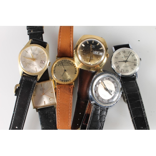 628 - Six gents automatic and manual wind wristwatches to include two Timex, Lucerne 21 jewels, Josmar 17 ... 