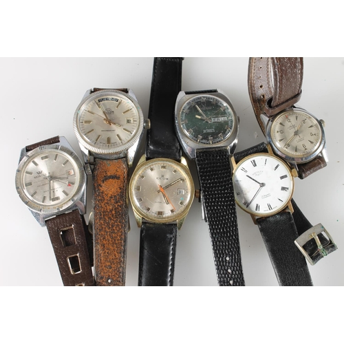 629 - Six gents automatic and manual wind wristwatches to include Buler 17 jewels, Edox, Montra datomatic ... 